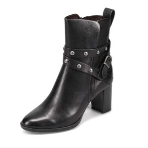 {Born} Emma Black Heeled Boots with Buckle Detail - Size 11